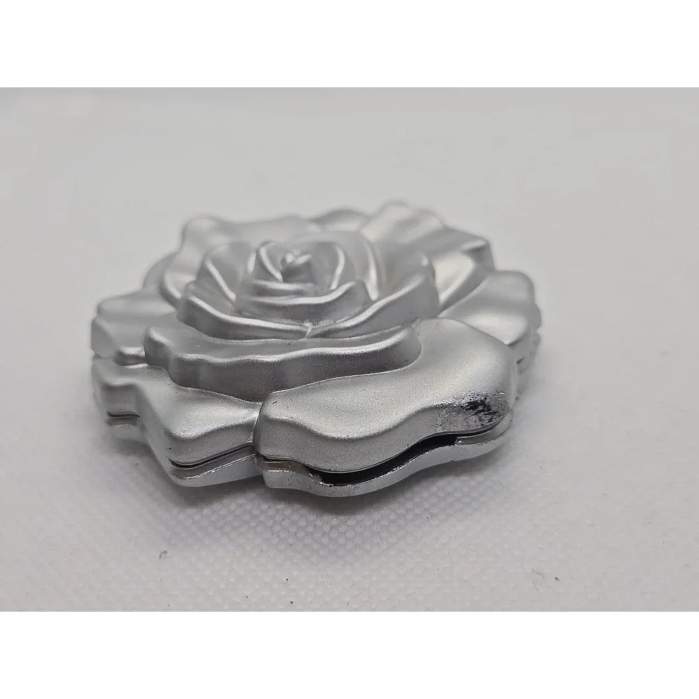 Silver crome rose valentine compact purse mirror gift friendship memento